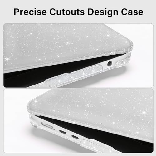 MOSISO Compatible with MacBook Air 13 inch Case 2025 2024 2023 2022 M4 A3240 M3 A3113 M2 A2681, Sparkly Glitter Hard Shell&Keyboard Cover&Screen Film&Pouch for MacBook Air 13.6 inch Case, Transparent - Image 4