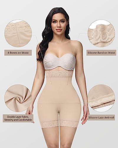 SHAPSHE Faja Shorts Tummy Control Body Shaper for Women Butt Lifter Tummy Shaper High Compression Shapewear Hip Dip Shapewear Strapless Body Shaper for Women Tummy Control No Roll Shapewear Beige - Image 4