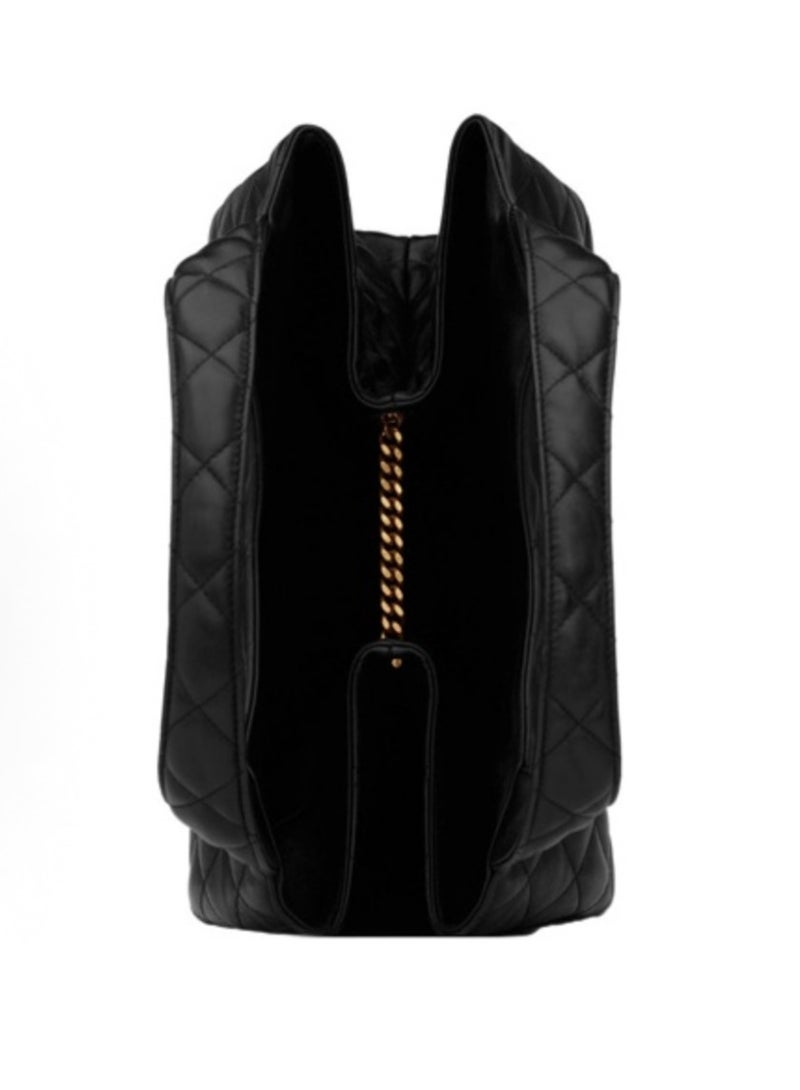 YSL woven elements, distressed triangular messenger bag, sheepskin, basket-shaped tote bag, shopping bag, single shoulder bag, oversized, women's style, black color - Image 5