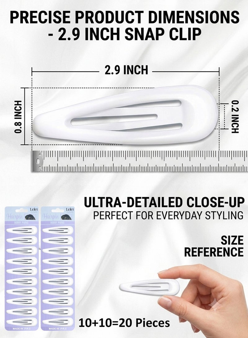 Lelet 20 Pcs White Metal Snap Hair Clips,  2.9 Inch Hair Barrettes Hair Accessories, Tic Tac Hair Clips For Women Girls - Image 5