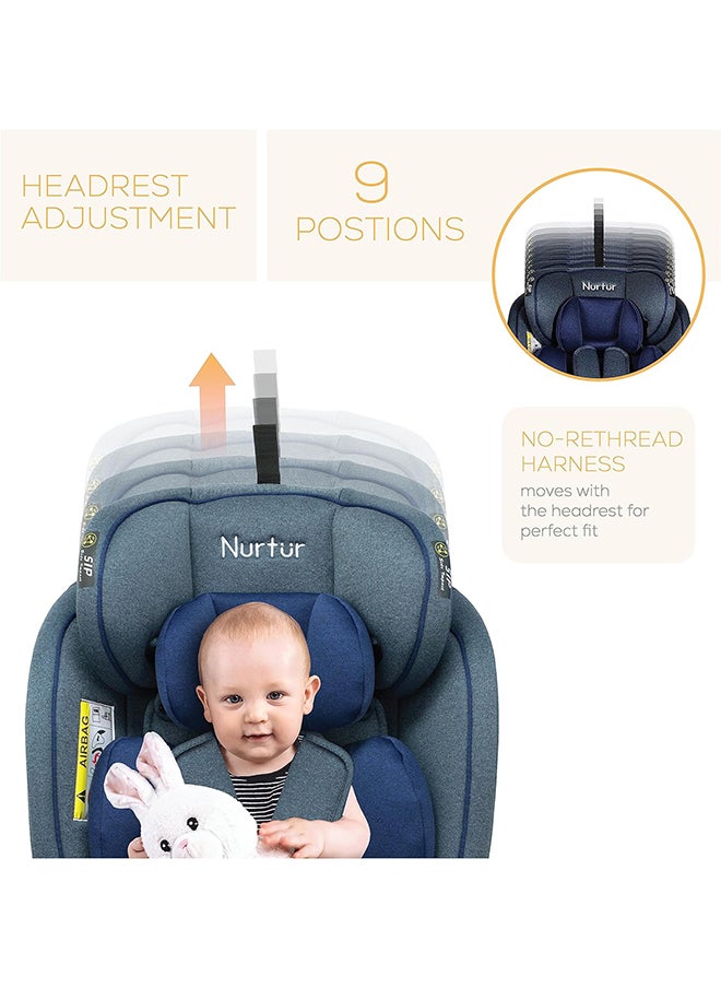 Nurtur - Ultra Baby 4 In 1 Car Seat Isofix 9-Level Adjustable Headrest And Canopy  Upto 36Kg Shiny Blue - Image 1