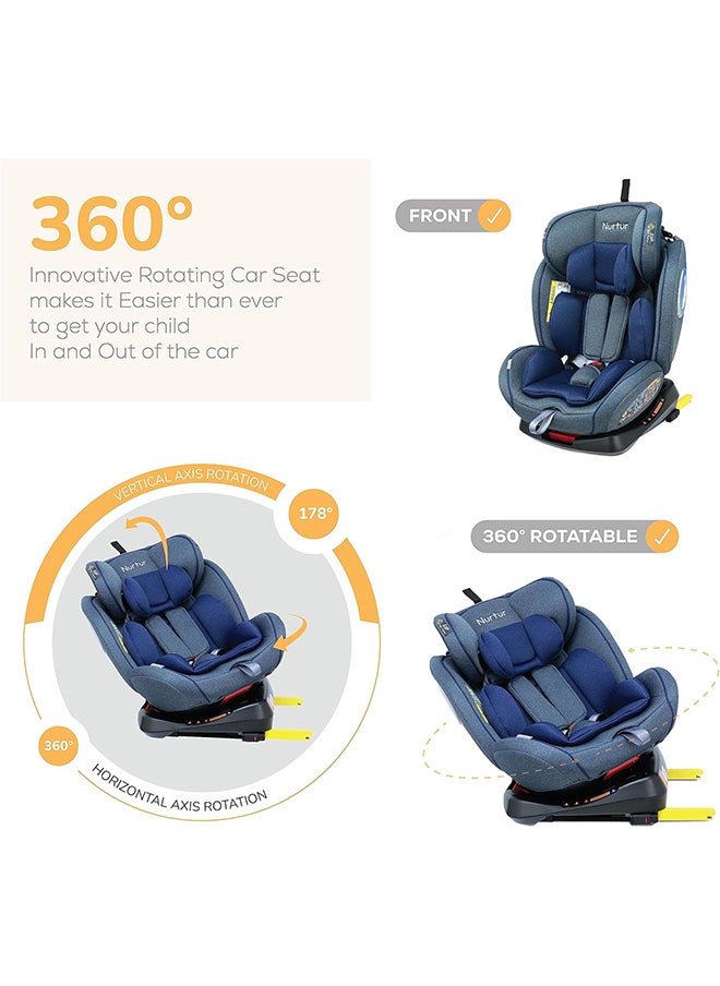 Nurtur Ultra Baby 4 In 1 Car Seat Isofix 9-Level Adjustable Headrest And Canopy  Upto 36Kg Shiny Blue  - Image 5