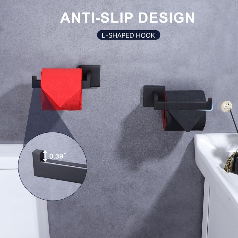 LANC Black Toilet Paper Holder  Bathroom Toilet Paper Roll Holder Wall Mounted Modern Matte Black TP Holder for Bathroom Kitchen Washroom Stainless Steel Left and Right 2 Pack  A8807MB-LRP2 - Image 5
