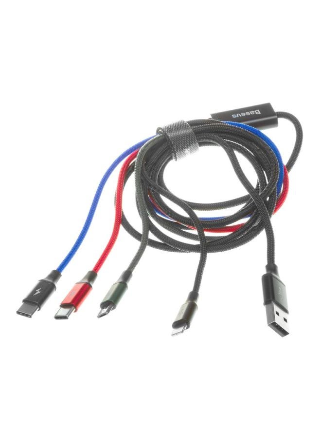 Baseus 4-in-1 Rapid Series Fast Charging Cable for Type-C x 2 + iPhone + Micro USB Data Sync Charging Cable for Samsung s9 s8 Plus Note 9 8 3.5A 1.2M Black - Image 2