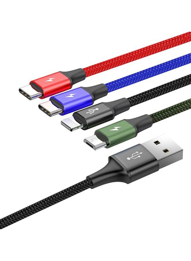 Baseus 4-in-1 Rapid Series Fast Charging Cable for Type-C x 2 + iPhone + Micro USB Data Sync Charging Cable for Samsung s9 s8 Plus Note 9 8 3.5A 1.2M Black - Image 3