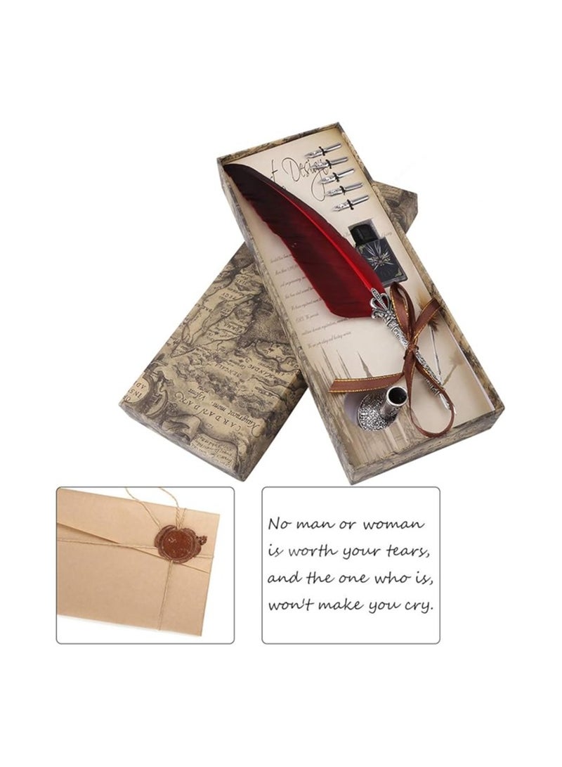 قلم حبر جاف يدوي الصنع، خط عربي إنجليزي، مجموعة أقلام حبر جاف مع 5 رؤوس بديلة وقاعدة سن القلم كهدية مكتبية - Image 3