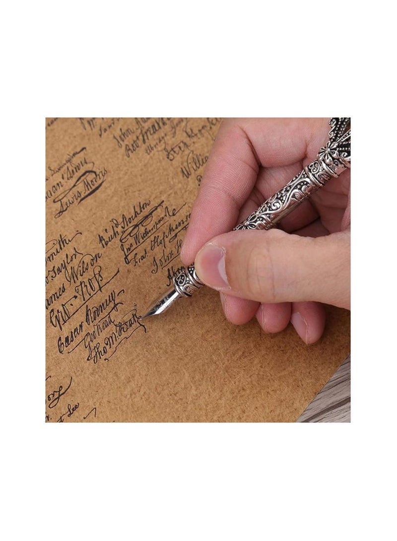 قلم حبر جاف يدوي الصنع، خط عربي إنجليزي، مجموعة أقلام حبر جاف مع 5 رؤوس بديلة وقاعدة سن القلم كهدية مكتبية - Image 4