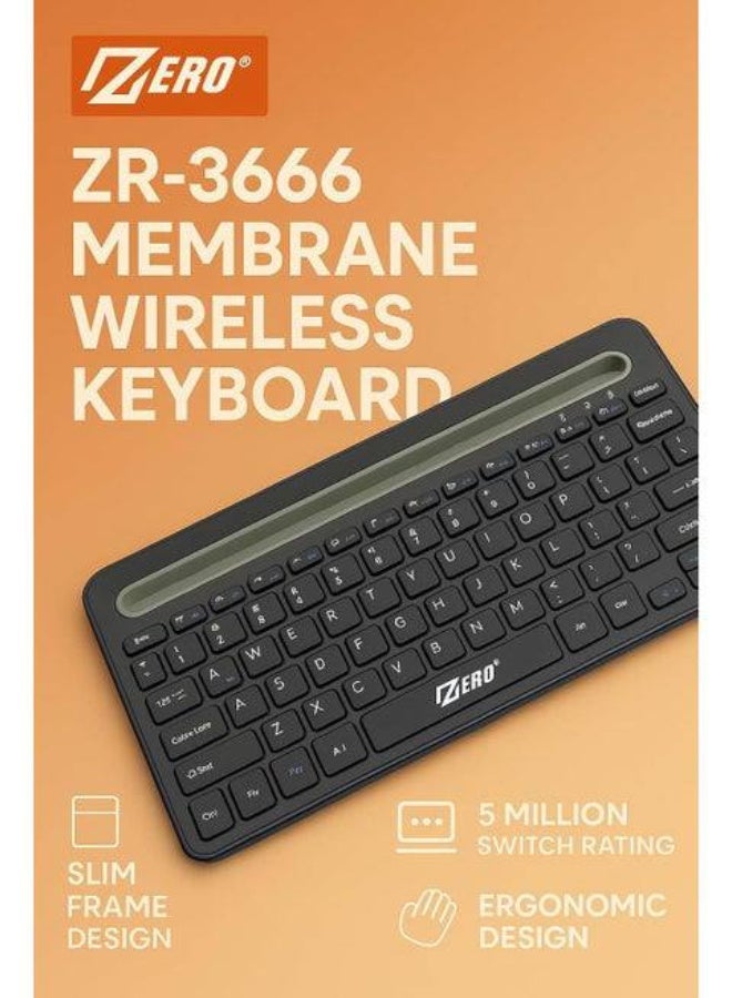 Zero Dual wireless connection Arabic English Keyboard with Mobile and Tablet Holder - Support Bluetooth & 2.4G - Compatible with iOS, Android, Windows - Slim and Quiet Design for Work and Study - Image 2