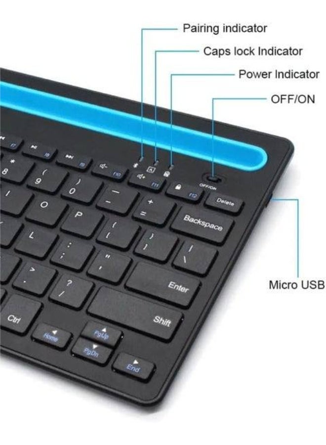Zero Dual wireless connection Arabic English Keyboard with Mobile and Tablet Holder - Support Bluetooth & 2.4G - Compatible with iOS, Android, Windows - Slim and Quiet Design for Work and Study - Image 4