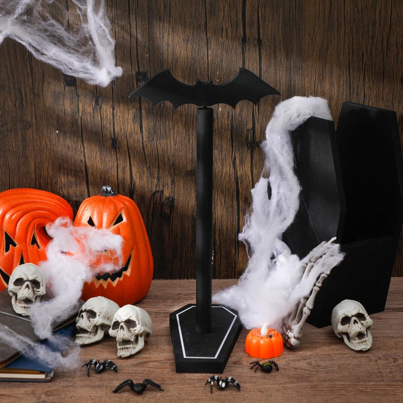 Uiifan Gothic Paper Towel Holder Bat Paper Towel Holder Coffin Kitchen Utensil Holders Gothic Kitchen Accessories Black Wood Spooky Decor for Home Table Bathroom Gifts Decoration - Image 2