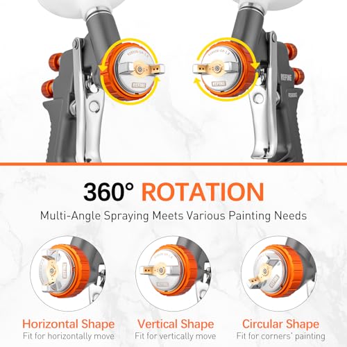 REFINE Air Spray Gun Auto Paint Gun with 141820mm Nozzle Professional Automotive Spray Gun Air Compressor Auto Body Paint Sprayer for Cars House Furniture Painting with Air Pressure Gauge - Image 3