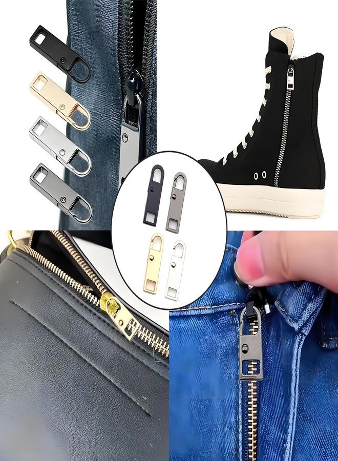 Septe 8 Pcs Zipper Pull Replacement, Detachable Zipper Pull for Boots Purse Luggage Clothes Backpacks(4 Color Black,Silver,Bright Black,Gold) - Image 5