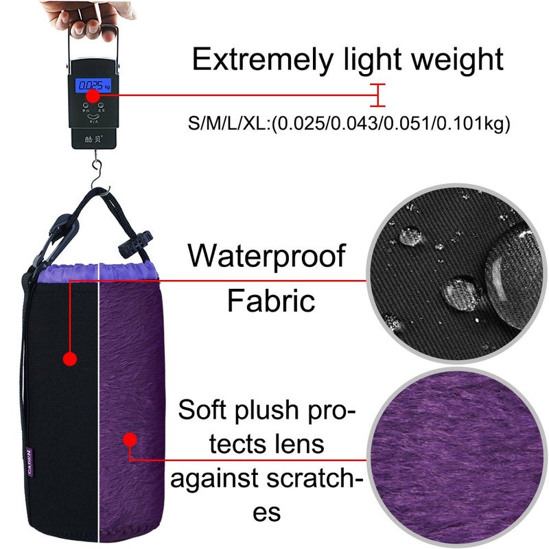 CADeN Lens Pouch Set 4 Pack Replacement Compatible for Canon, Nikon, Sony, Pentax, Olympus (Small, Medium, Large, X Large) Camera Lens Case Bag Thick Protective Neoprene Pouch Soft Plush for DSLR Lens - Image 5