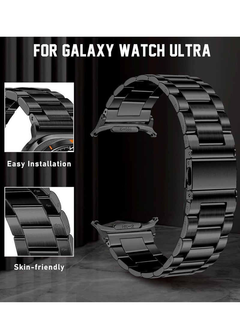 JAJEEK Stainless Steel Replacement Band for Samsung Galaxy Watch Ultra 47mm (2024) - Premium Metal No Gap Strap for Men and Women, Elegant Business & Dressy Style - Black - Image 3