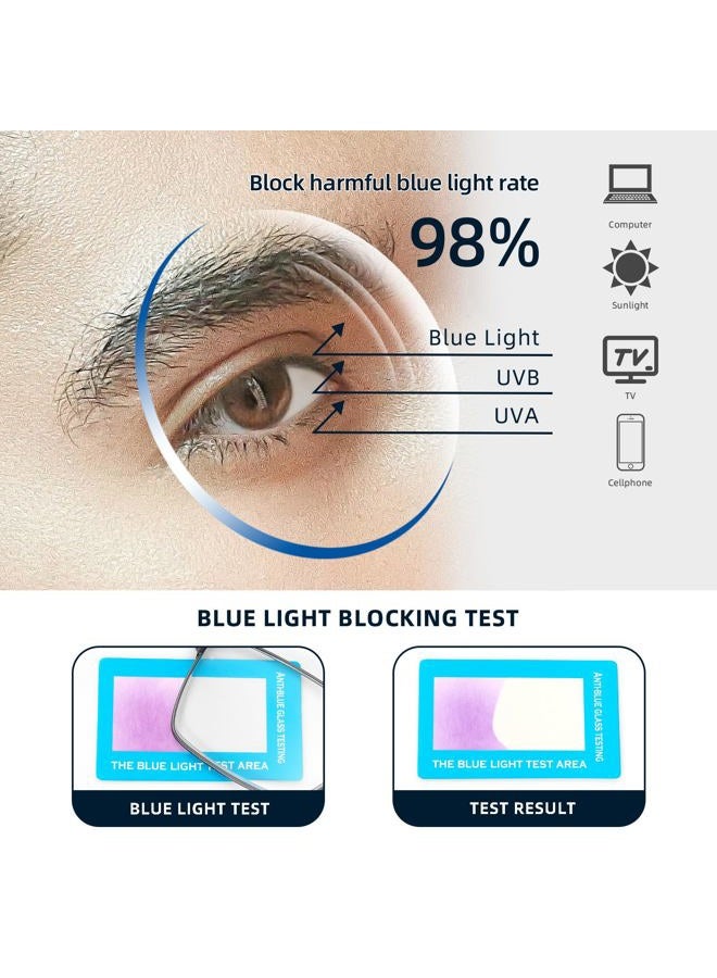 JM 2 Pack Progressive Multifocus Reading Glasses Men, Multifocal Transition Blue Light Readers No Line Metal Eyeglasses Frame with Spring Hinge (1.5X) - Image 4