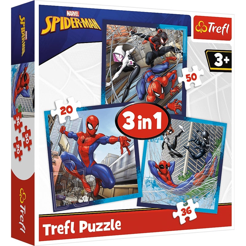 Trefl - Marvel Spiderman 3In1 Puzzle 50+20+36 Pieces - 34874 - Image 1