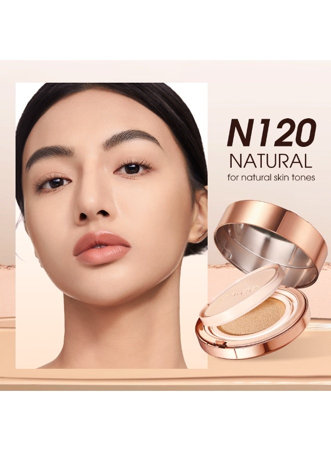 O.TWO.O 2-in-1 Soft Focus Powder & Air Cushion Cream, Long-Lasting Waterproof, Natural Oil Control, Full Coverage, Matte Finish, Suitable for All Skin Tones and Skin Types, Daily Makeup Essential N120 Natural - Image 2