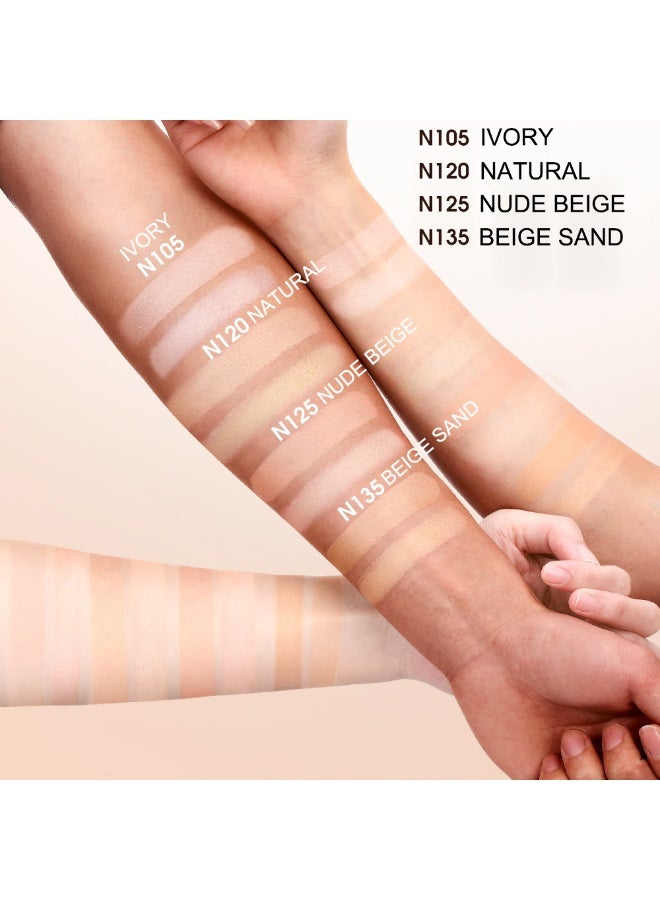 O.TWO.O 2-in-1 Soft Focus Powder & Air Cushion Cream, Long-Lasting Waterproof, Natural Oil Control, Full Coverage, Matte Finish, Suitable for All Skin Tones and Skin Types, Daily Makeup Essential N120 Natural - Image 4
