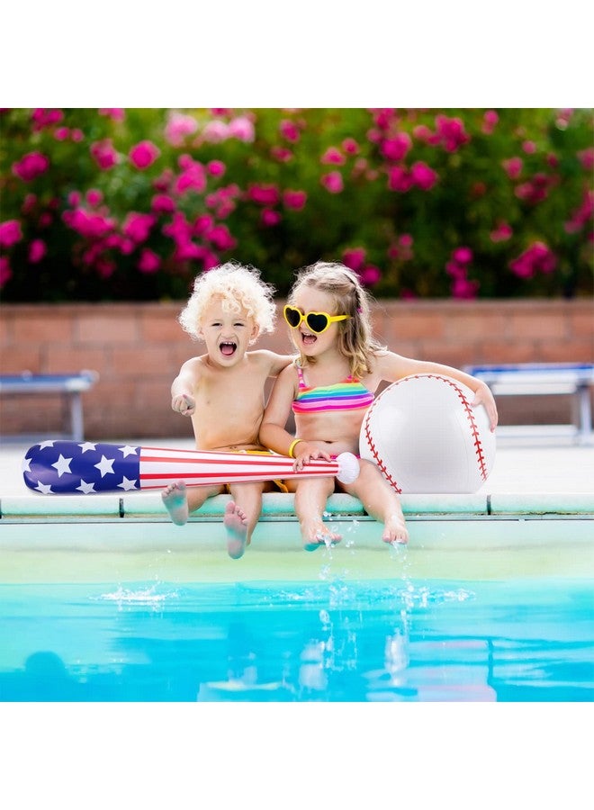 EVERMARKET 4 Pcs American Flag Inflatable Baseball and Baseball Bat,Blow Up Baseball Bat Beach Ball,Sports Theme Baseball Party Favors for Kids Adult Pool Beach,Sports Game Birthday Carnival Decor Photo Props - Image 5