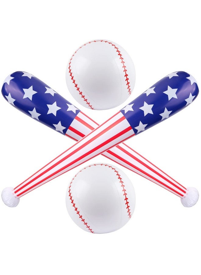 EVERMARKET 4 Pcs American Flag Inflatable Baseball and Baseball Bat,Blow Up Baseball Bat Beach Ball,Sports Theme Baseball Party Favors for Kids Adult Pool Beach,Sports Game Birthday Carnival Decor Photo Props - Image 1