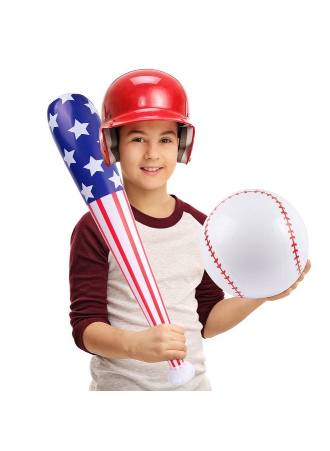 EVERMARKET 4 Pcs American Flag Inflatable Baseball and Baseball Bat,Blow Up Baseball Bat Beach Ball,Sports Theme Baseball Party Favors for Kids Adult Pool Beach,Sports Game Birthday Carnival Decor Photo Props - Image 4