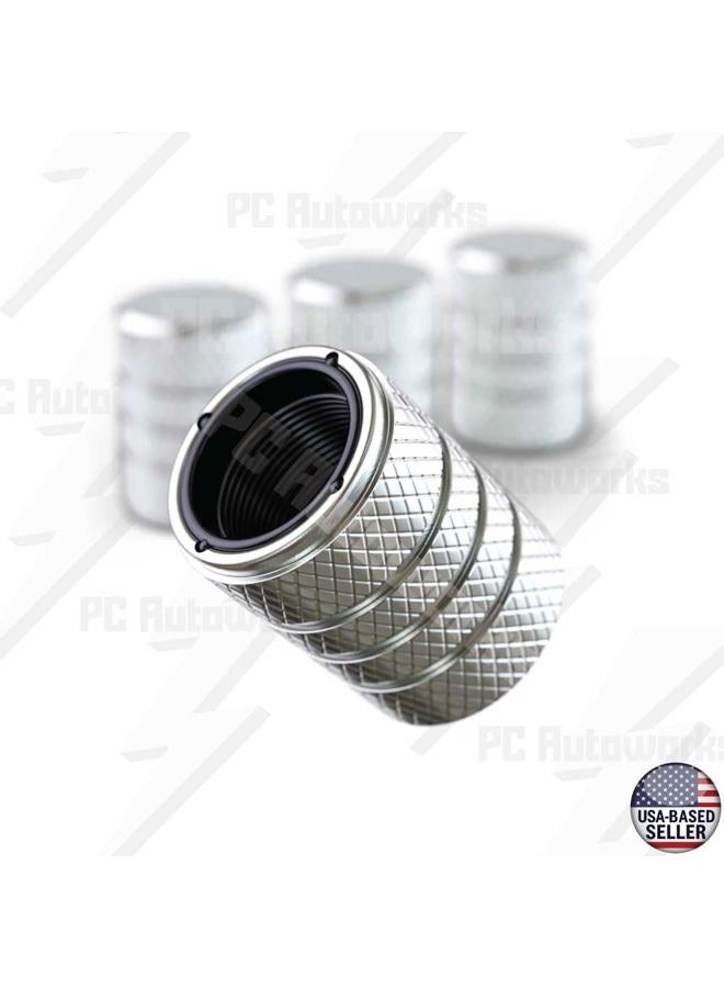 PC Autoworks Aluminum Tire Valve Stem Caps – Anti-Rust, Premium Anodized Aluminum, Corrosion-Resistant, Easy Install, Universal Fit for Car, Truck, Bike, SUV – 1 Pack/Set of 4 (Sterling) - Image 3