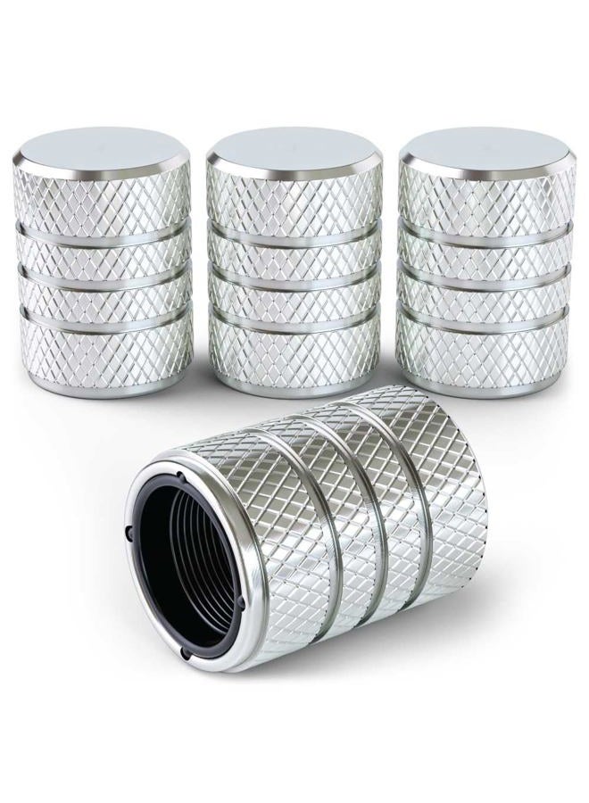 PC Autoworks Aluminum Tire Valve Stem Caps – Anti-Rust, Premium Anodized Aluminum, Corrosion-Resistant, Easy Install, Universal Fit for Car, Truck, Bike, SUV – 1 Pack/Set of 4 (Sterling) - Image 1