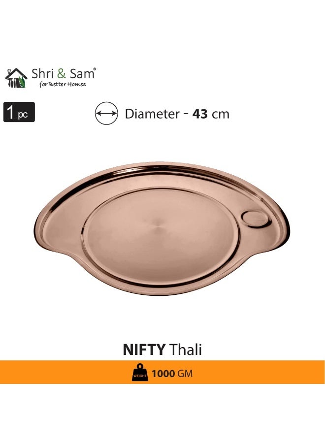 Shri & Sam Stainless Steel Thali Set with 5 Katori, 1 Glass, 1 Spoon - Rosegold PVD Coating - Image 3