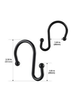 Excefore Black Shower Curtain Hooks, Metal Rust Resistant Shower Rings Decorative, S Shaped ​Hooks Hangers for Bathroom Curtains,Clothing,Towels(12 PCS)  - Image 3