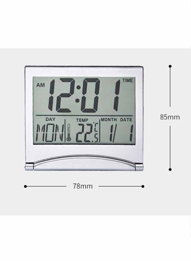 Digital Travel Alarm Clock, LCD Display Screen, Fashionable And Elegant, With Multiple Alarm Clock Function Modes Adjustable, Foldable And Convenient To Carry