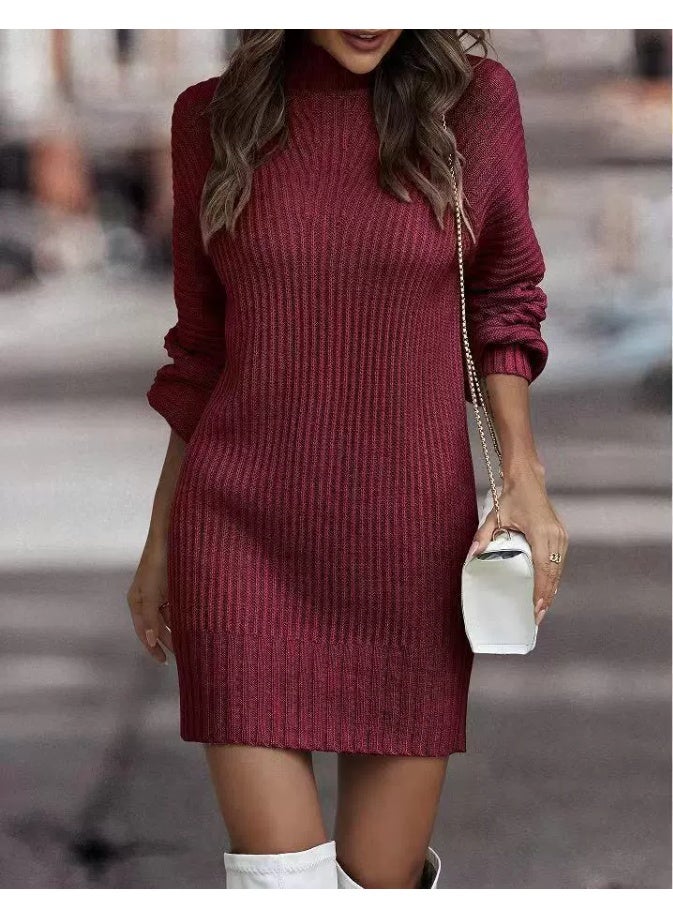 general 2025 - 2026 Autumn-Winter High-neck Sweater Women's Long-Sleeved Knitted Dress Women's Clothing