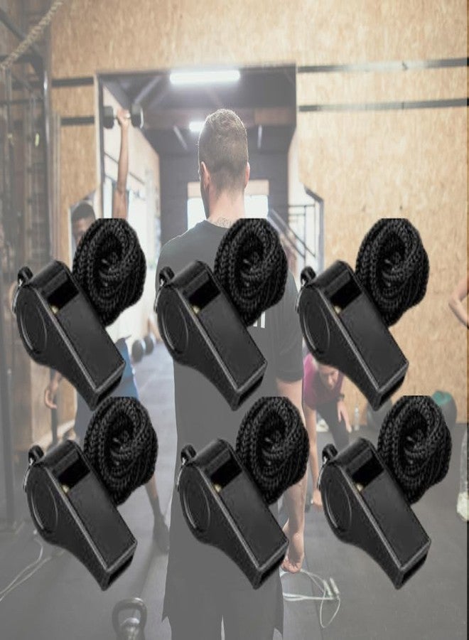 WEKTU Sports Whistles, Pack of 6, Black Plastic with Lanyard, Loud Sound, 4.6 x 1.8 cm - Image 2