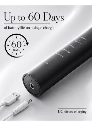 MySmile DY156 Electric Toothbrush for Adults, Rechargeable Sonic Battery Toothbrush Portable with 3 Brush Heads, 2 Mins 5 Modes Smart Timer, 45000VPM, One Charge for 60 Days (Black, M) - view 4