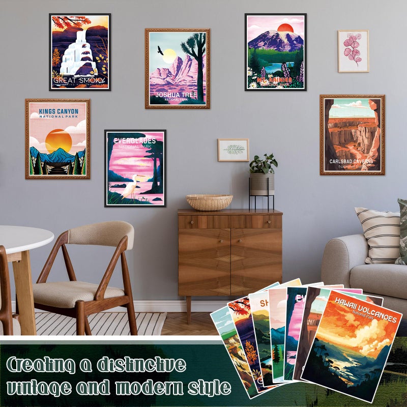 Teling 30 Pieces Vintage Poster Set National Parks Nature Wall Art Travel Prints Wall Art and Mountain Print Posters Unframed for Home Living Room Bedroom Bathroom Decor(Stylish Color,Watercolor) - Image 5