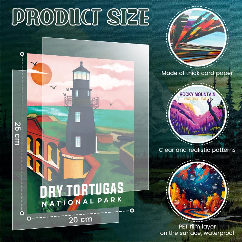 Teling 30 Pieces Vintage Poster Set National Parks Nature Wall Art Travel Prints Wall Art and Mountain Print Posters Unframed for Home Living Room Bedroom Bathroom Decor(Stylish Color,Watercolor) - Image 2