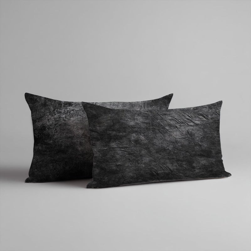 Set Of 2 Black Throw Pillows 12x20 Inch Rectangular Soft Polyester - Image 1