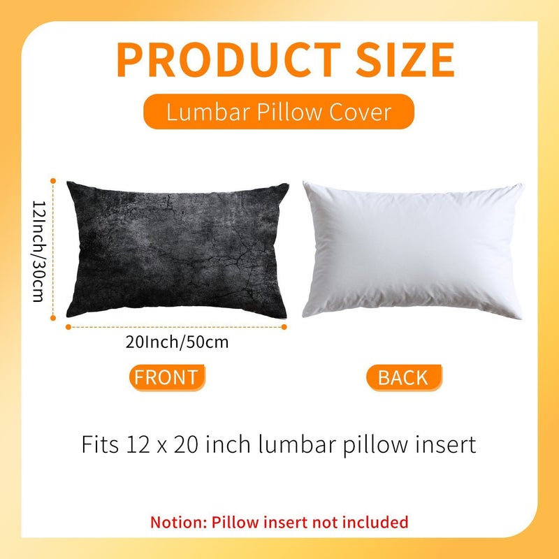 Set Of 2 Black Throw Pillows 12x20 Inch Rectangular Soft Polyester - Image 3