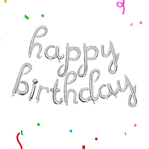 Crackles Cursive Foil Letters Handwriting Design Script happy birthday Foil Balloon (Silver) - Image 3