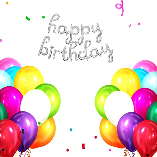 Crackles Cursive Foil Letters Handwriting Design Script happy birthday Foil Balloon (Silver) - Image 2