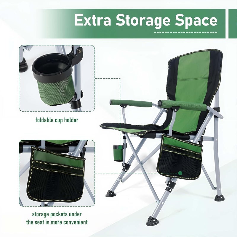 EDUTREE Folding Camping Chair – Lightweight & Portable Outdoor Camping Chair with Storage Pocket, Supports Up to 300KG, Comfortable Lawn Chair for Camping, Beach, Picnic & Travel (Green) - Image 5