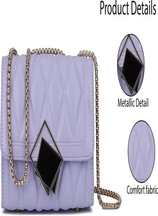 KRIFTY Cross Body Sling Bag for Women with Gold Chain (Purple) - Image 2