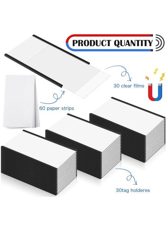 جلينمال مجموعة حاملات ملصقات مغناطيسية على شكل قناة C مكونة من 30 قطعة مقاس 3 × 5 بوصة مع أغشية واقية وشرائط بديلة للرفوف المعدنية وعلامات اسم السبورة البيضاء - Image 3