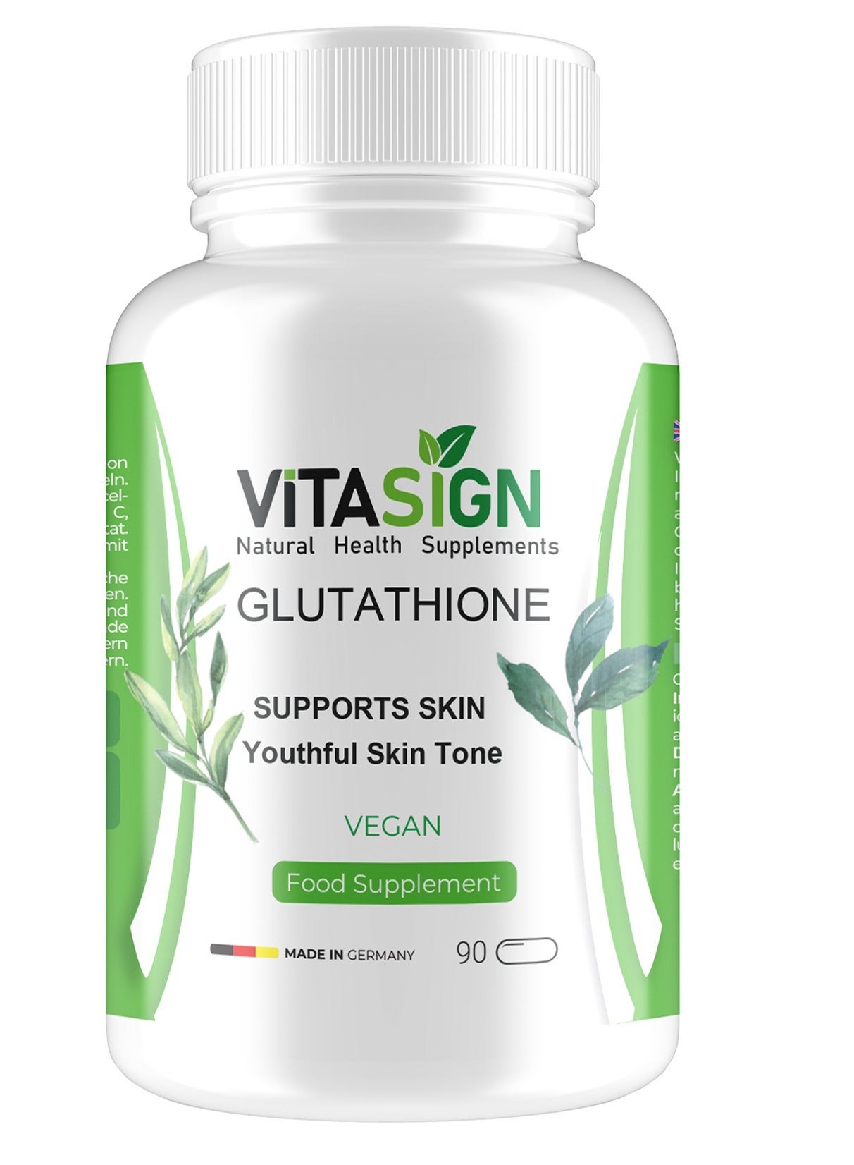premium glutathione VITASIGN 500mg + Vit C - Made in Germany - 90 Vegan Capsules | Best Price KSA Flow Supplement Flavor:Mango + Passion Fruit anti-aging injections