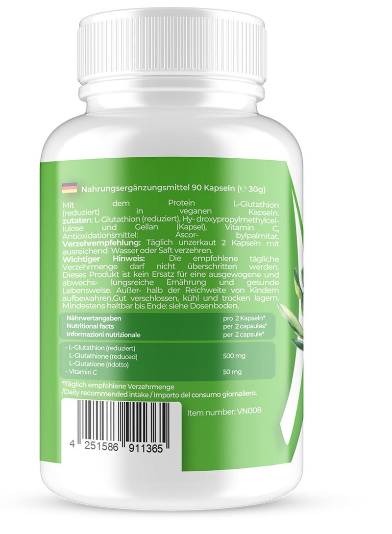 VITASIGN Premium Glutathione 500mg + Vit C - Made in Germany -  90 Vegan Capsules - Image 2