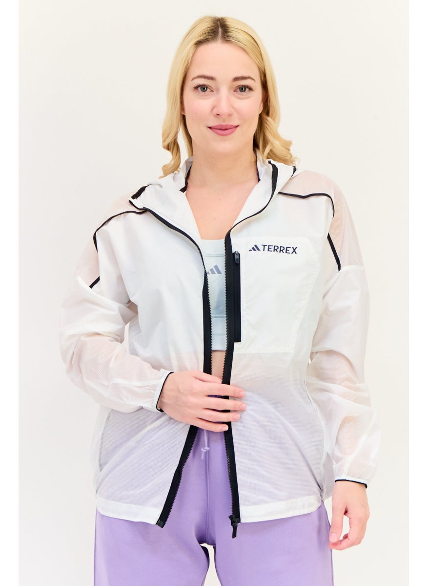 Adidas Women Sportswear Fit Long Sleeves Outdoor Waterproof jacket, White  - Image 1