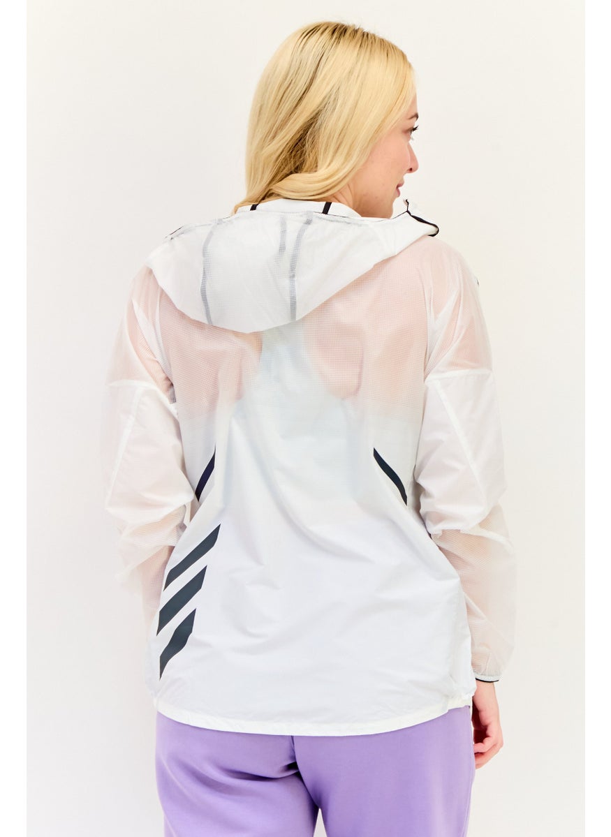 Adidas Women Sportswear Fit Long Sleeves Outdoor Waterproof jacket, White  - Image 3