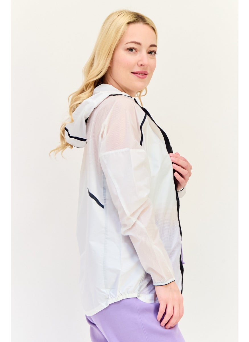 Adidas Women Sportswear Fit Long Sleeves Outdoor Waterproof jacket, White  - Image 2