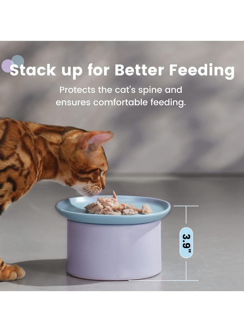 Elevated Ceramic Cat Bowl Set, Whisker Fatigue Design, Dishwasher and Microwave Safe for Indoor Use, Perfect Pet Food and Water Bowls - Image 3