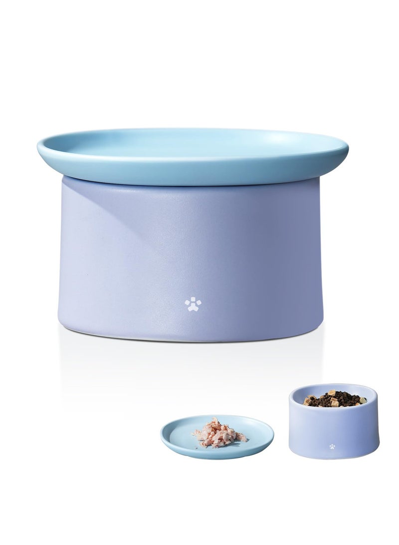 Elevated Ceramic Cat Bowl Set, Whisker Fatigue Design, Dishwasher and Microwave Safe for Indoor Use, Perfect Pet Food and Water Bowls - Image 1
