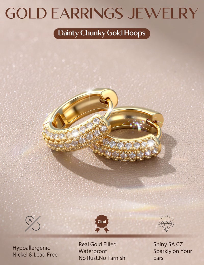 LOYALLOOK Small Chunky Gold Hoop Earrings for Women Hypoallergenic 14K Gold Filled Huggie Earrings for Women Trendy Cartilage Hoop Earring Stacks Lightweight Earring Sets for Multiple Piercing 8Pairs - Image 3